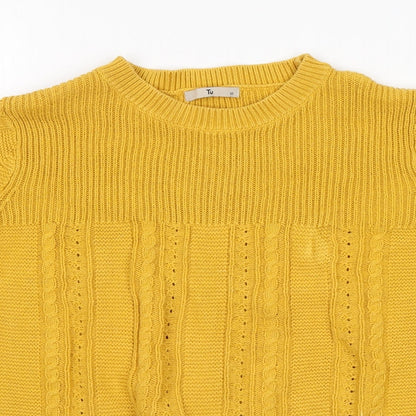 TU Womens Orange Round Neck  Cotton Pullover Jumper Size 10