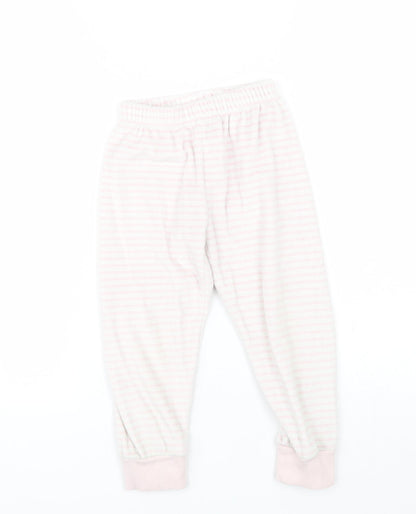 Disney Girls Pink Striped Polyester  Pyjama Pants Size 4 Years