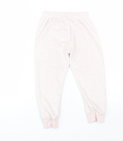 Disney Girls Pink Striped Polyester  Pyjama Pants Size 4 Years
