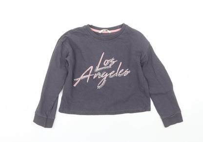 George Girls Grey Round Neck  Cotton Pullover Jumper Size 7-8 Years   - Los Angeles