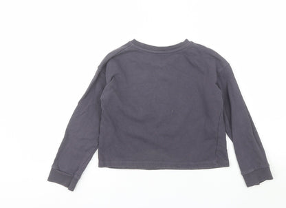 George Girls Grey Round Neck  Cotton Pullover Jumper Size 7-8 Years   - Los Angeles