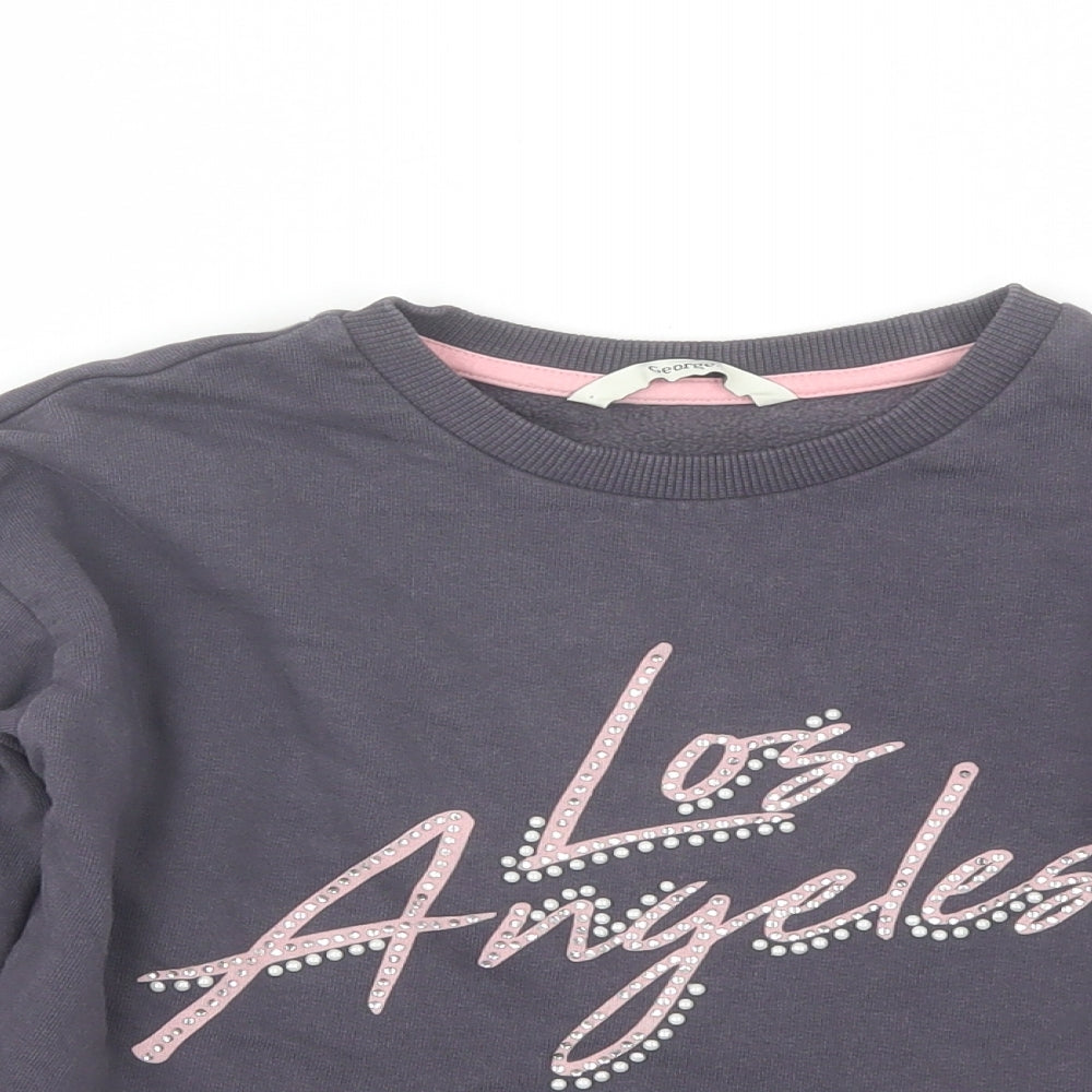 George Girls Grey Round Neck  Cotton Pullover Jumper Size 7-8 Years   - Los Angeles
