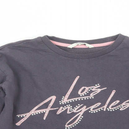 George Girls Grey Round Neck  Cotton Pullover Jumper Size 7-8 Years   - Los Angeles