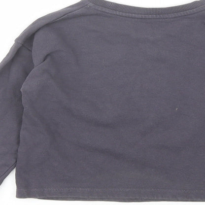 George Girls Grey Round Neck  Cotton Pullover Jumper Size 7-8 Years   - Los Angeles