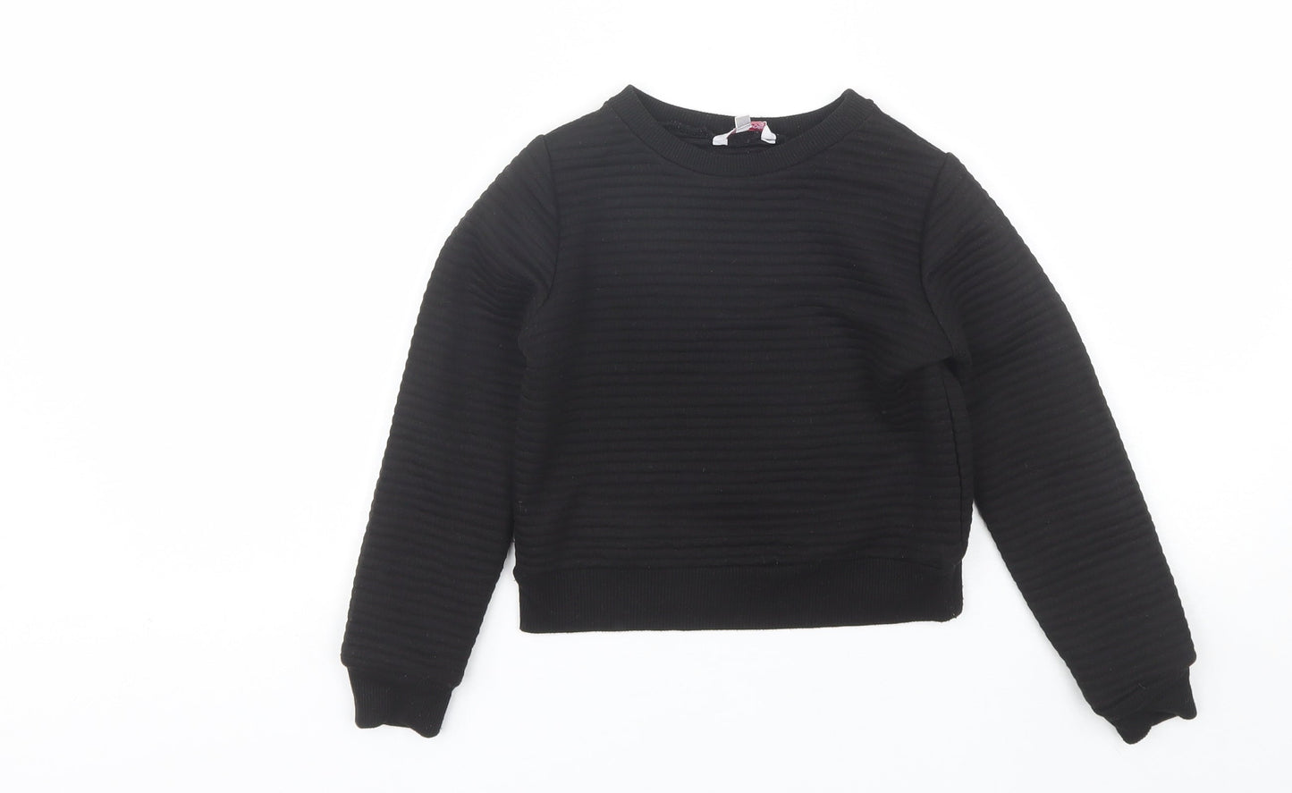Miss E-vie Girls Black Round Neck  Polyester Pullover Jumper Size 7-8 Years