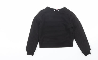 Miss E-vie Girls Black Round Neck  Polyester Pullover Jumper Size 7-8 Years