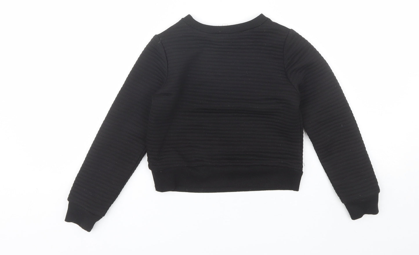 Miss E-vie Girls Black Round Neck  Polyester Pullover Jumper Size 7-8 Years