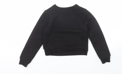 Miss E-vie Girls Black Round Neck  Polyester Pullover Jumper Size 7-8 Years