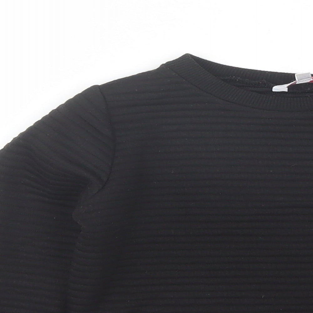 Miss E-vie Girls Black Round Neck  Polyester Pullover Jumper Size 7-8 Years