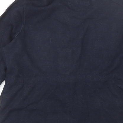Brand and care label for New England women’s blue jacket, size UK 16