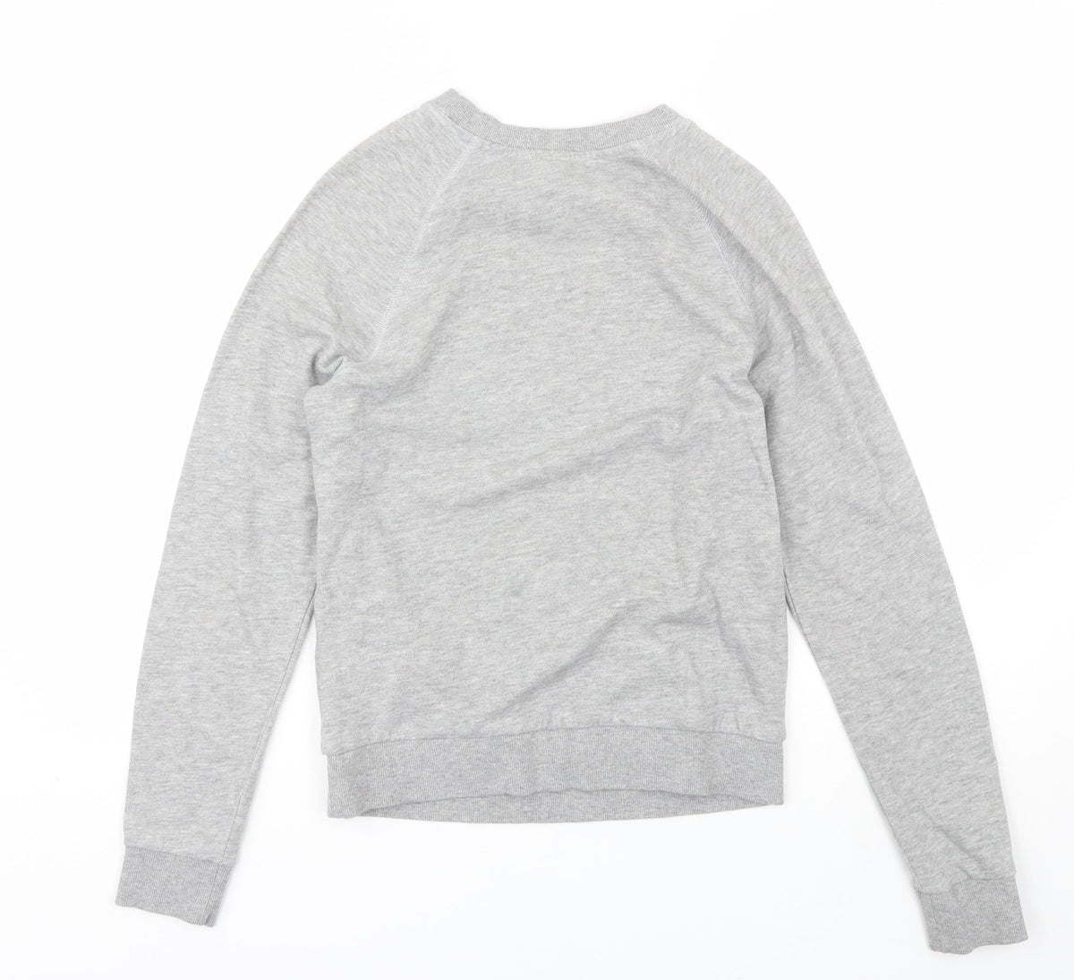 Back view of Divided women’s grey round neck cotton jumper, size XS