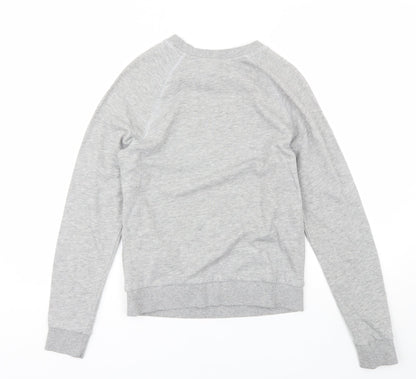 Back view of Divided women’s grey round neck cotton jumper, size XS