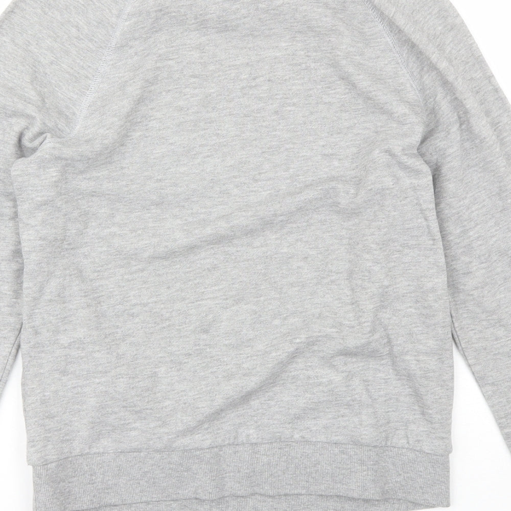 Brand and care label for Divided women’s grey round neck cotton jumper, size XS