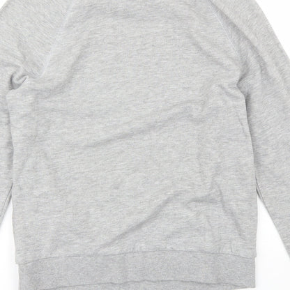 Brand and care label for Divided women’s grey round neck cotton jumper, size XS