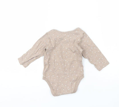 Marks and Spencer Baby Brown Polka Dot Cotton Babygrow One-Piece Size 6-9 Months