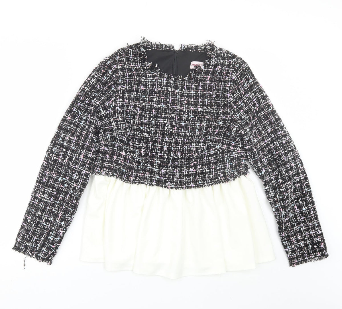 Additional front view of Pink Boutique women’s black round neck polyester jumper, size UK 6