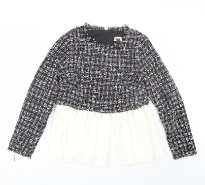 Additional front view of Pink Boutique women’s black round neck polyester jumper, size UK 6
