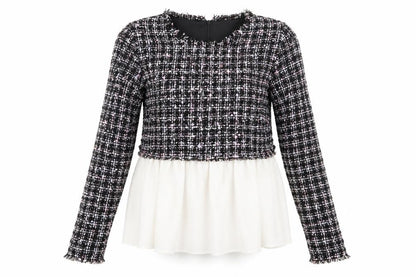 Front view of Pink Boutique women’s black round neck polyester jumper, size UK 6