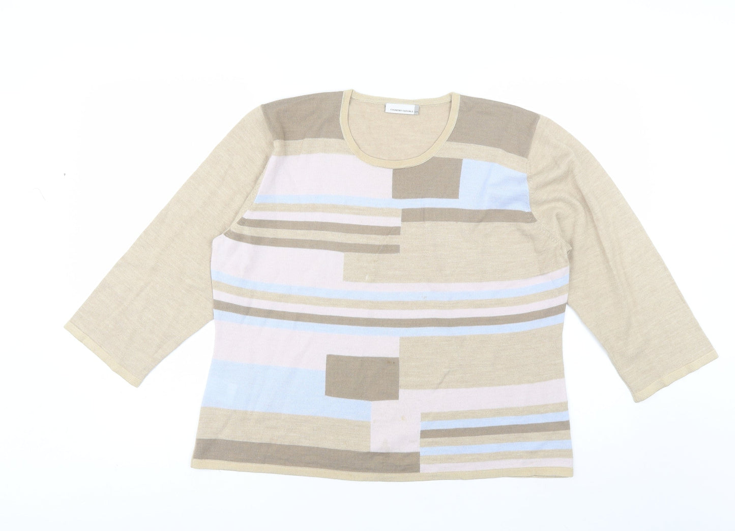 Country Casuals Womens Brown Round Neck  Acrylic Pullover Jumper Size L