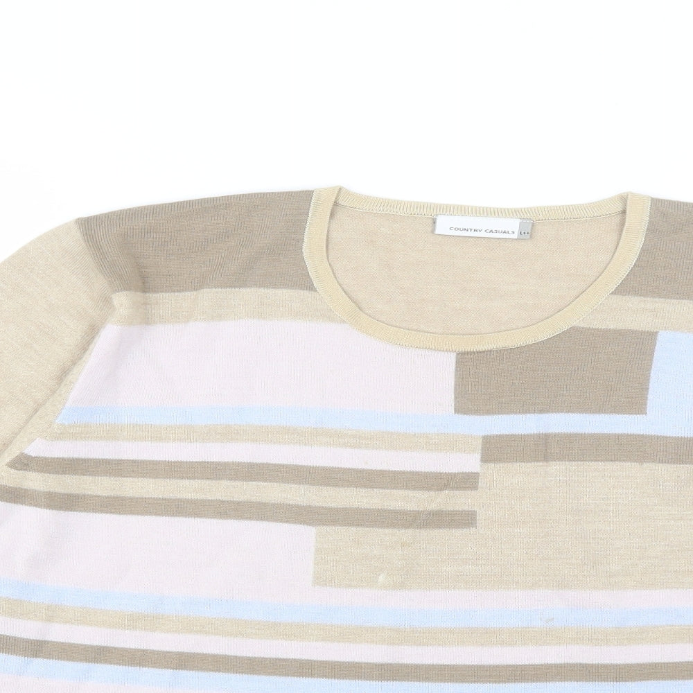 Country Casuals Womens Brown Round Neck  Acrylic Pullover Jumper Size L