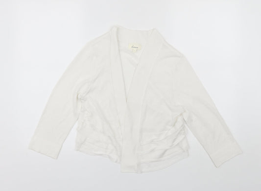 Linea Womens White V-Neck  Viscose Shrug Jumper Size L