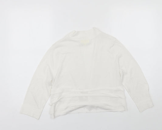 Linea Womens White V-Neck  Viscose Shrug Jumper Size L