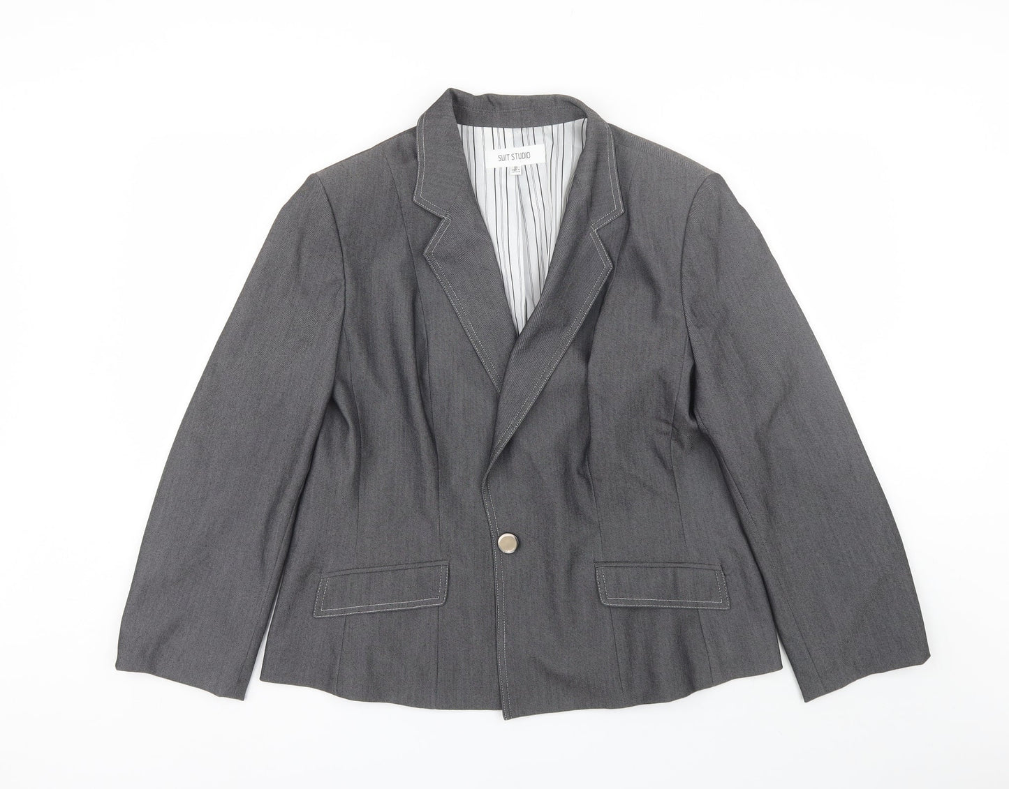 Suit Studio Womens Grey   Jacket Blazer Size 18