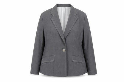 Front view of Suit Studio women’s grey jacket blazer, size UK 18