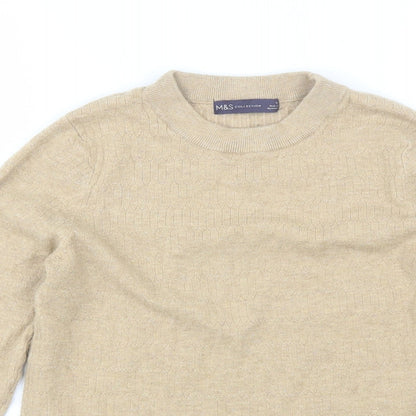 Marks and Spencer Womens Brown Round Neck  Viscose Pullover Jumper Size 14