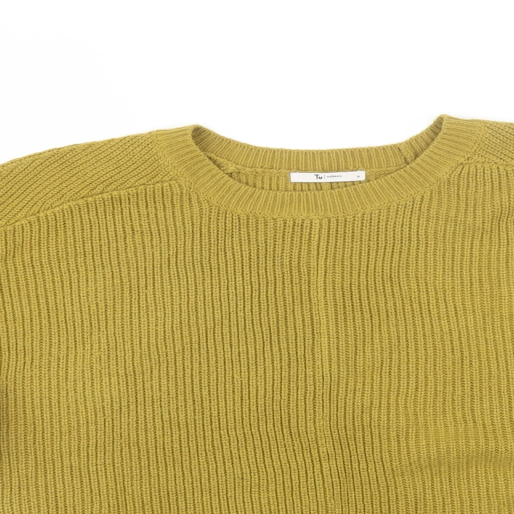 TU Womens Green Round Neck  Acrylic Pullover Jumper Size M