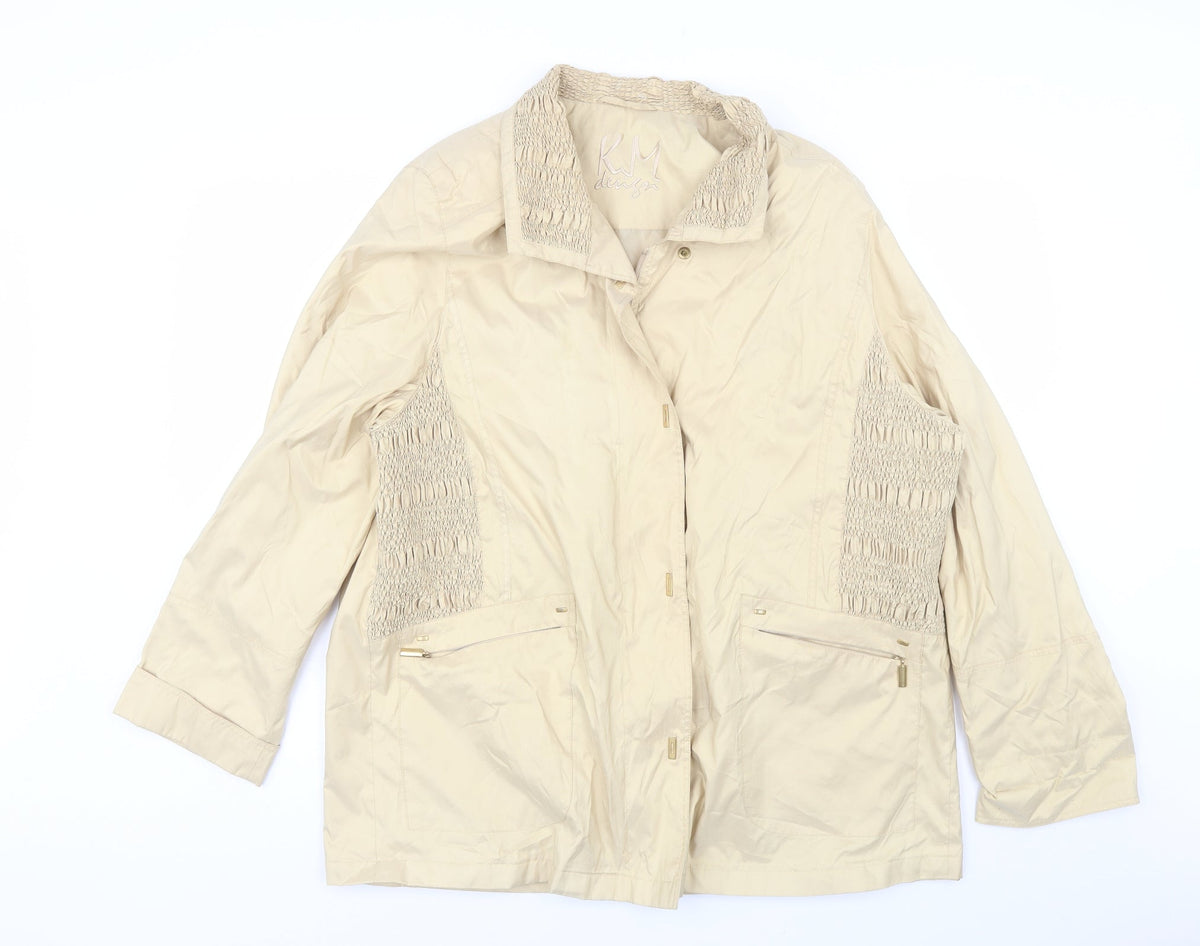 Additional front view of KM Design women’s gold windbreaker jacket, size UK 18