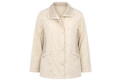 Front view of KM Design women’s gold windbreaker jacket, size UK 18