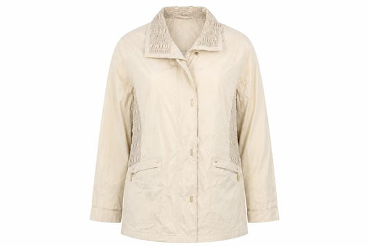 Front view of KM Design women’s gold windbreaker jacket, size UK 18