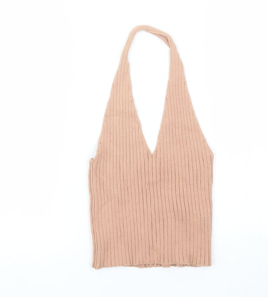 FOREVER 21 Womens Pink  Cotton Basic Tank Size L Halter