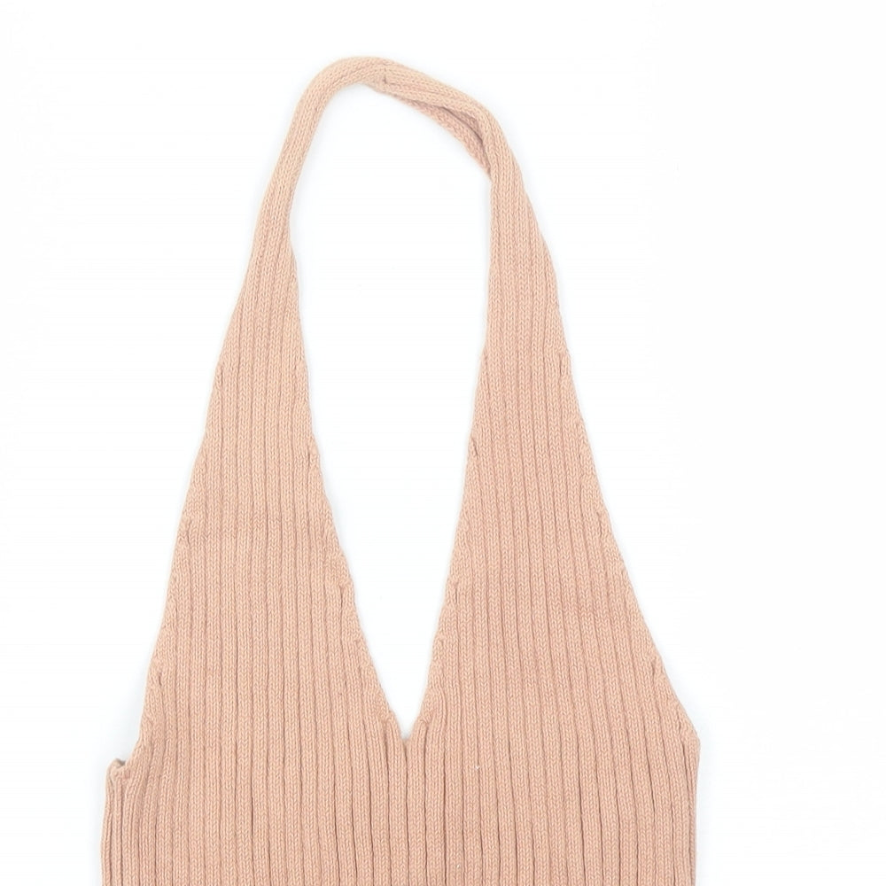 FOREVER 21 Womens Pink  Cotton Basic Tank Size L Halter