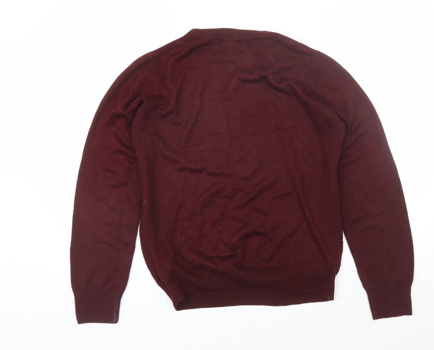 River Island Mens Red Round Neck  Acrylic Pullover Jumper Size S