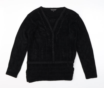 Donna Lewis Womens Black Round Neck  Viscose Pullover Jumper Size M