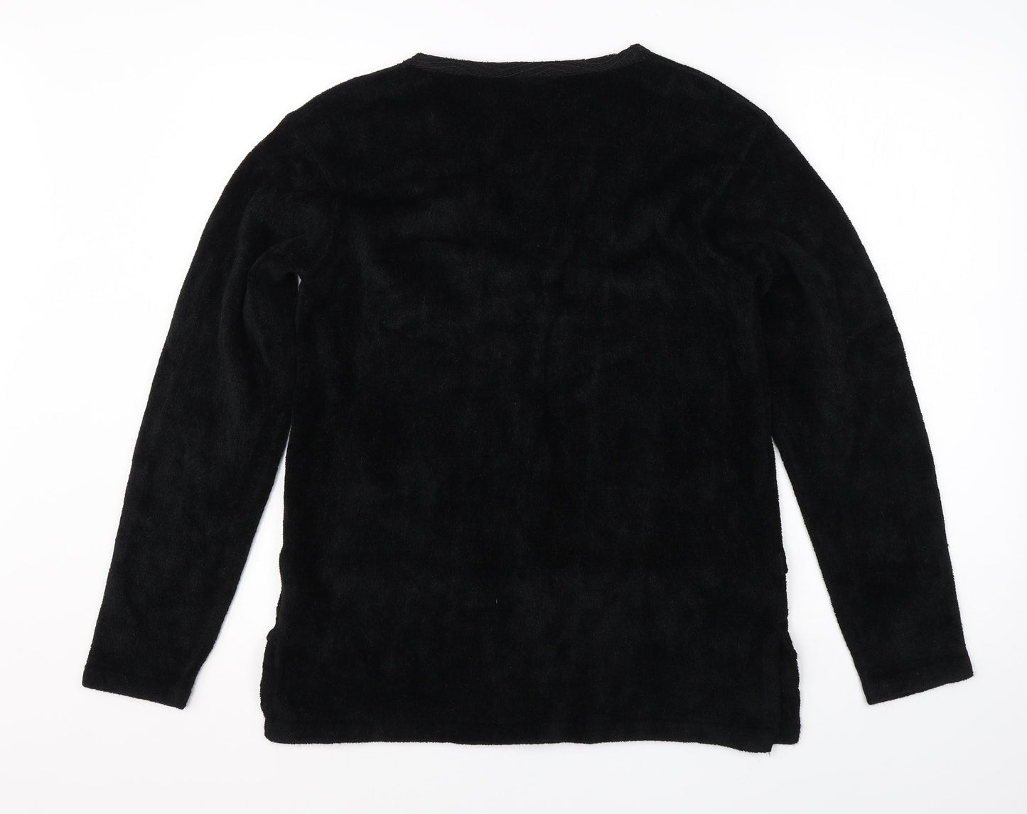 Donna Lewis Womens Black Round Neck  Viscose Pullover Jumper Size M