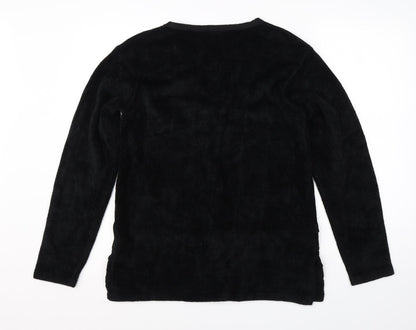 Donna Lewis Womens Black Round Neck  Viscose Pullover Jumper Size M