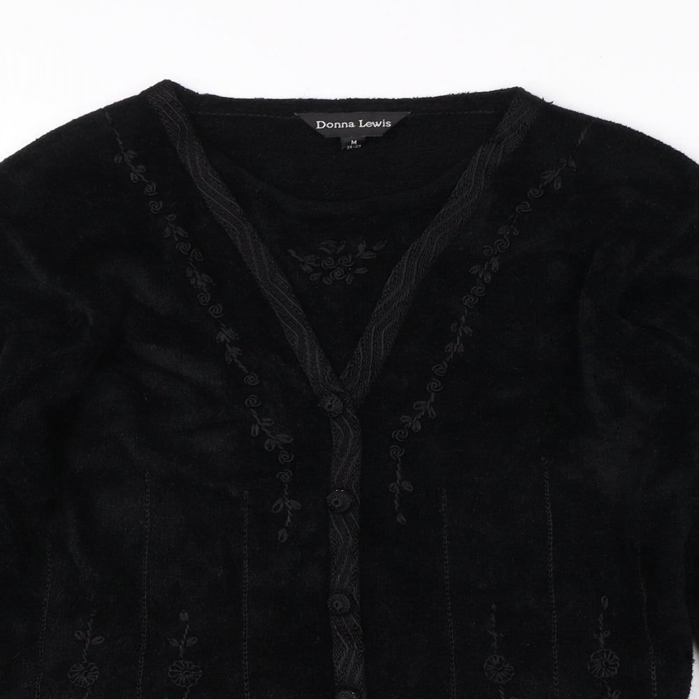 Donna Lewis Womens Black Round Neck  Viscose Pullover Jumper Size M