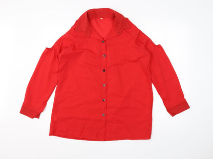 Womens UK Size M Preworn Red Basic Blouse