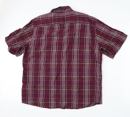 Mens UK Size XL M&S Red  Button-Up Short Sleeve Casual Shirt