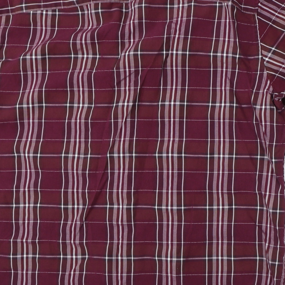 Mens UK Size XL M&S Red  Button-Up Short Sleeve Casual Shirt