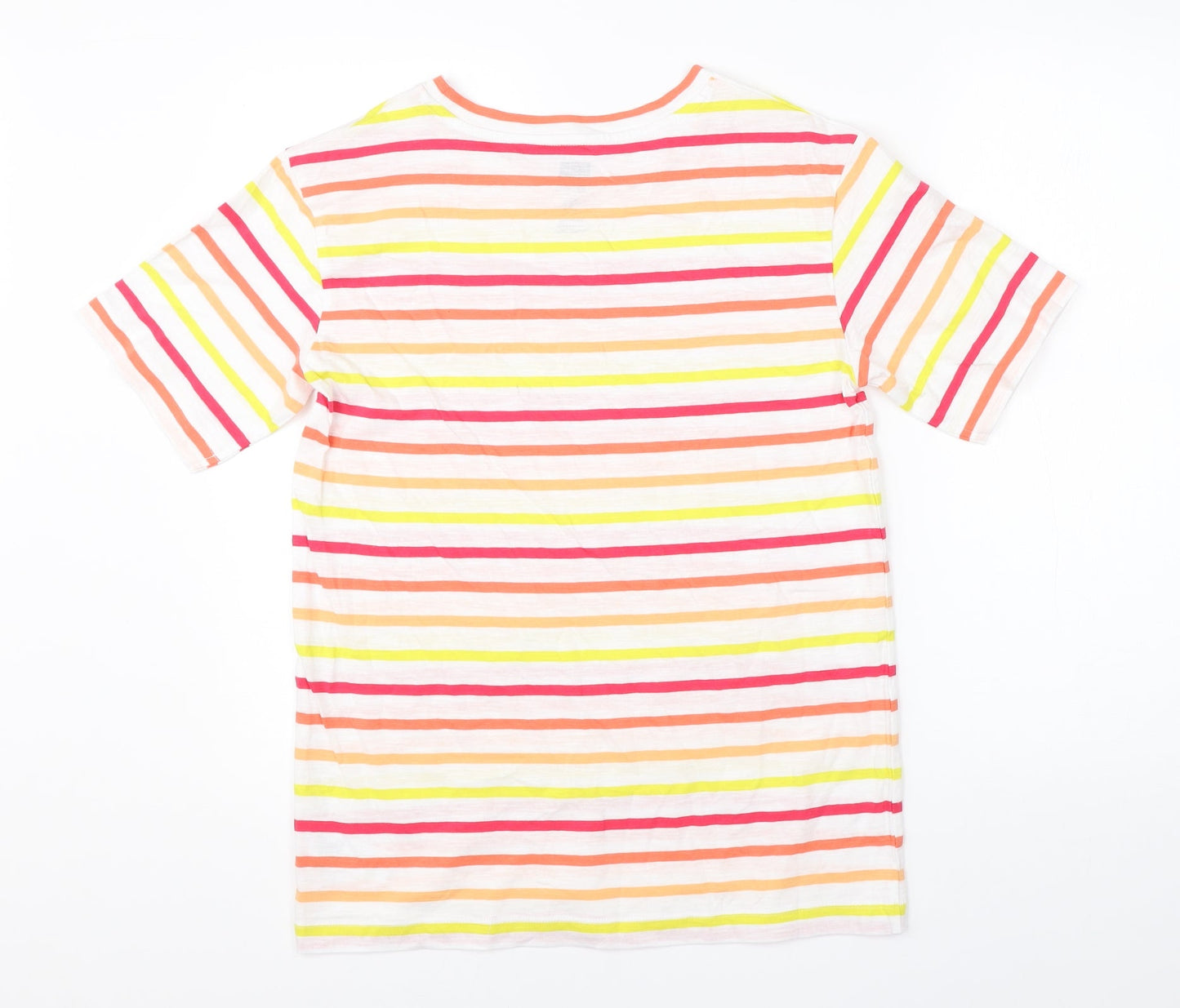 F&F Womens White Striped Cotton Basic T-Shirt Size 6 Round Neck