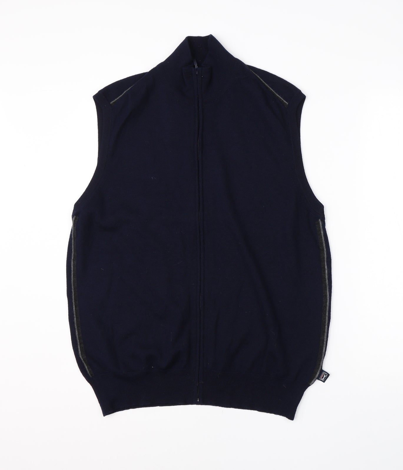 M&S Mens Blue High Neck  Acrylic Vest Jumper Size L