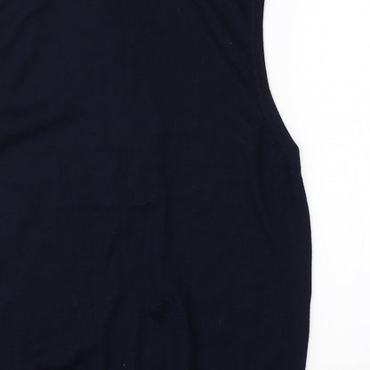 M&S Mens Blue High Neck  Acrylic Vest Jumper Size L