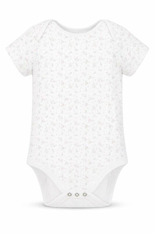 Front view of F&F girls’ white cotton babygrow one-piece, size 18-24, months