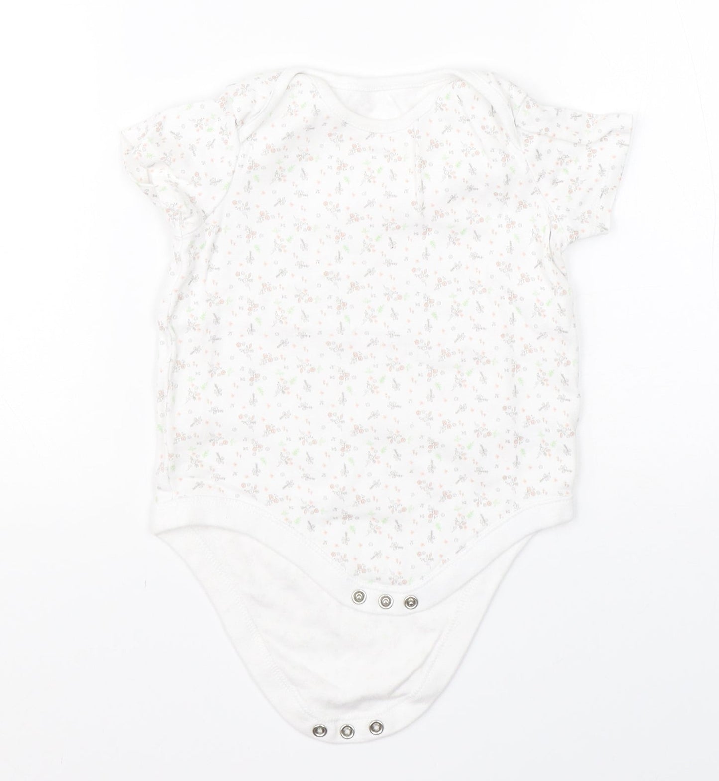F&F Girls White Floral Cotton Babygrow One-Piece Size 18-24 Months