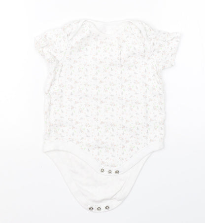 F&F Girls White Floral Cotton Babygrow One-Piece Size 18-24 Months