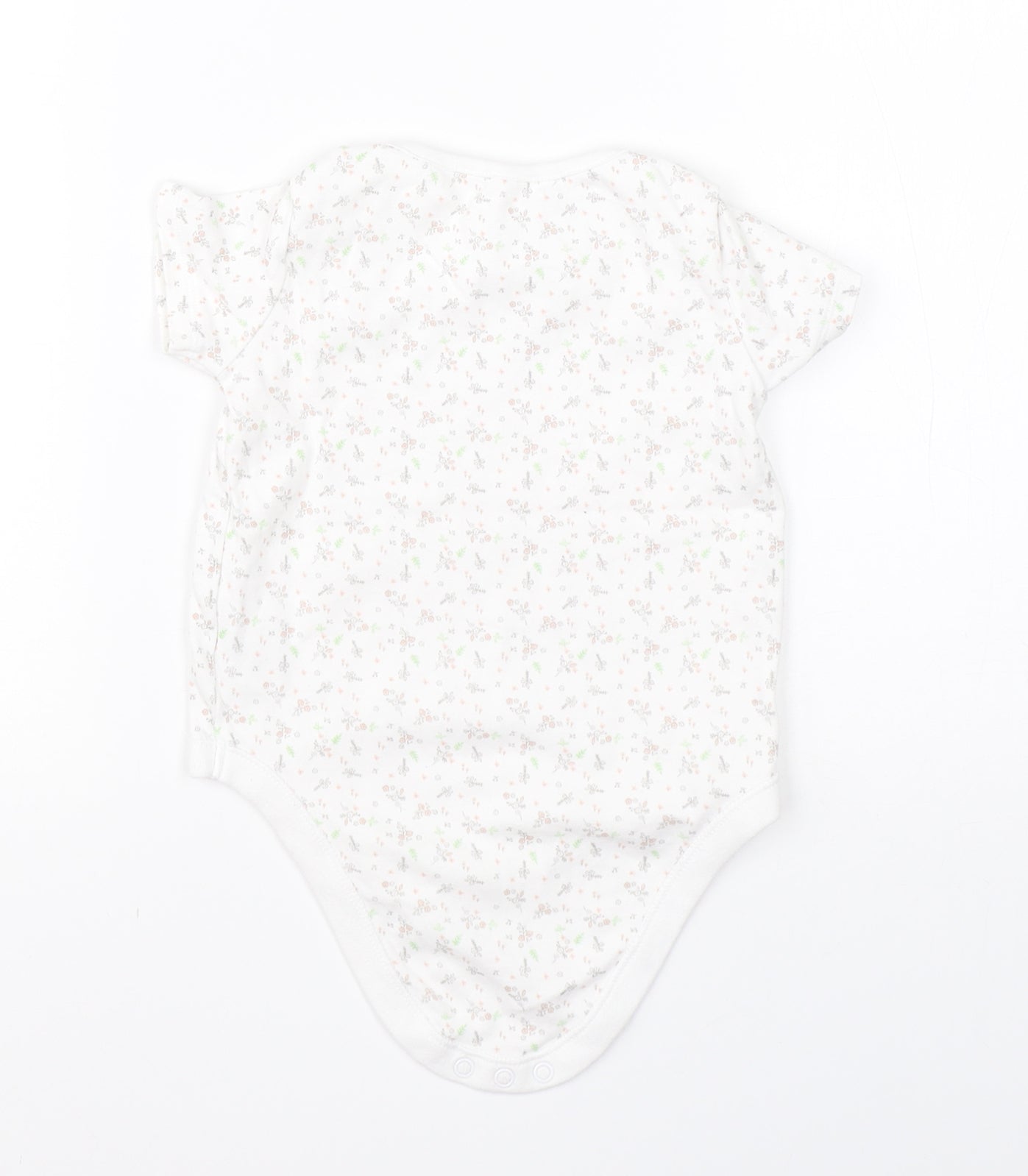 F&F Girls White Floral Cotton Babygrow One-Piece Size 18-24 Months